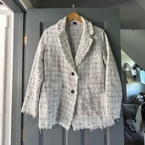 Plaid tweed blazer